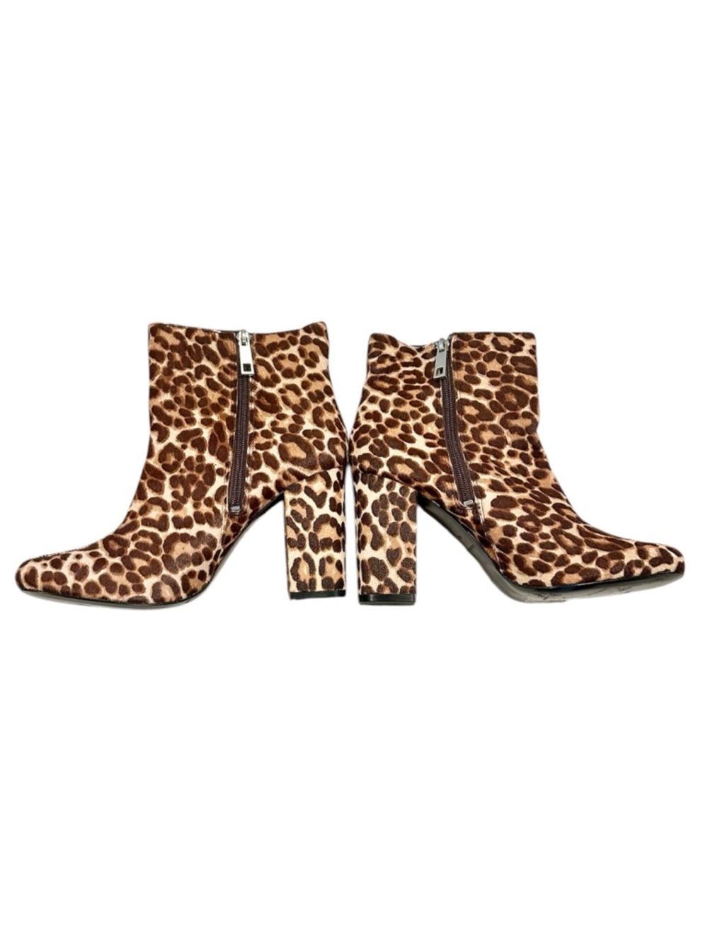 Charles David Leopard Print Block Heel Ankle Boots - Brown/Tan - Size: 9 - Picture 9 of 10